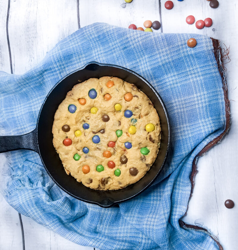Chocolate Chip Skillet Cookie with M&M’s.