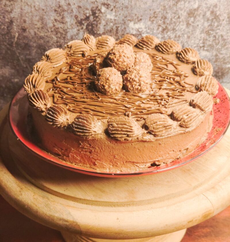 Eggless Ferrero Rocher Cake