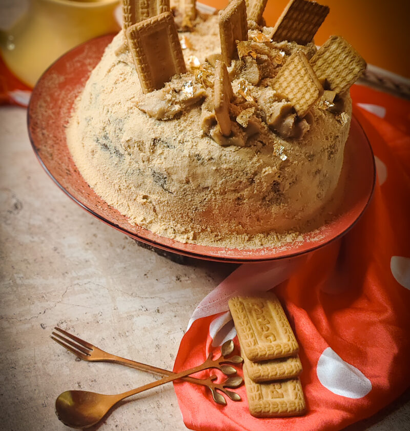 Eggless Parle-G Chocolate Layer Cake